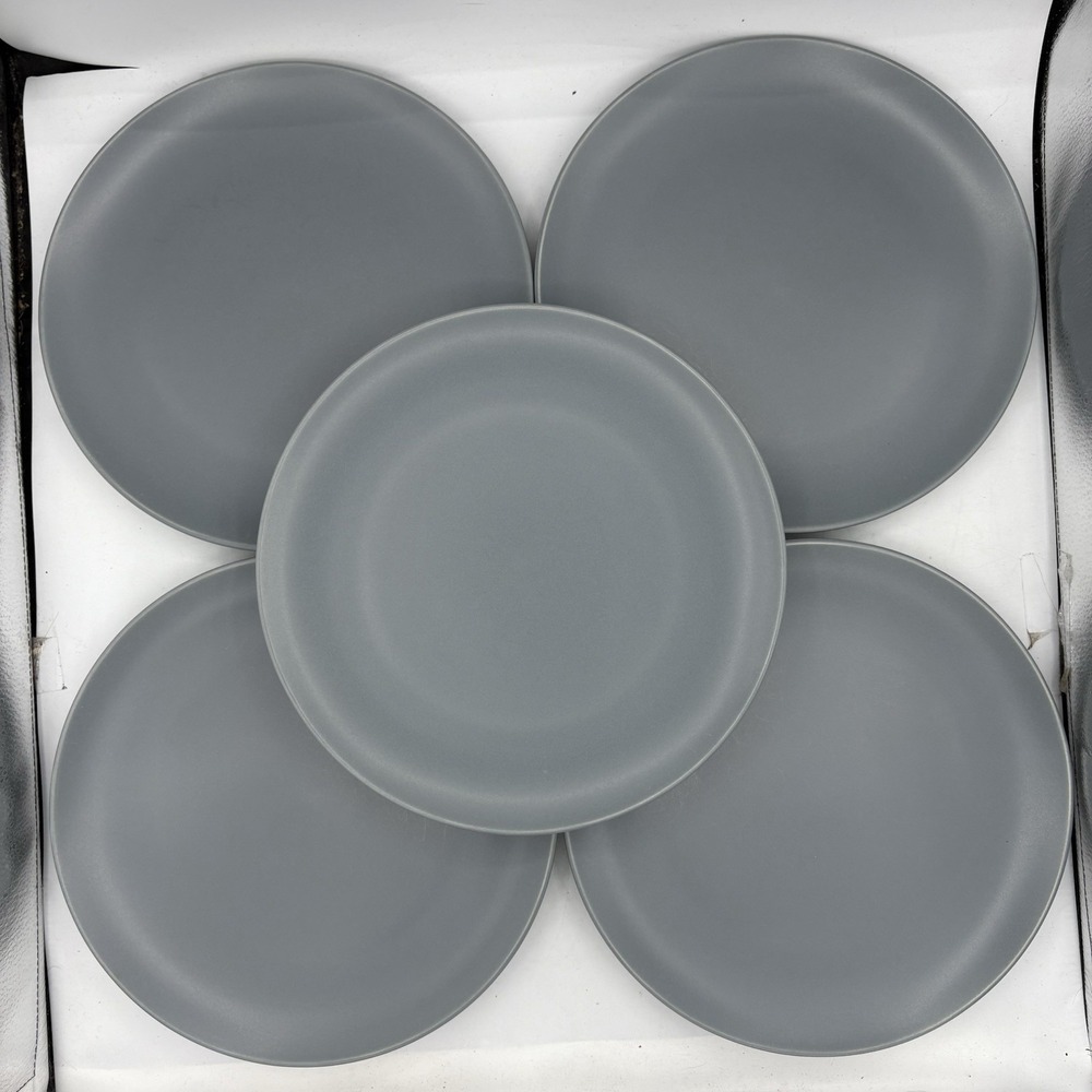 IKEA Dinner Plates 10.25" Dinera Matte Blue Gray 12011 Stoneware Lot Set of 5